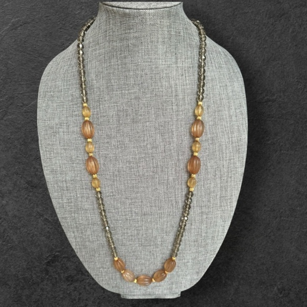 Pauline Rader Signed 1960s Vtg. Faceted Crystal  Glass Bead 32” Necklace